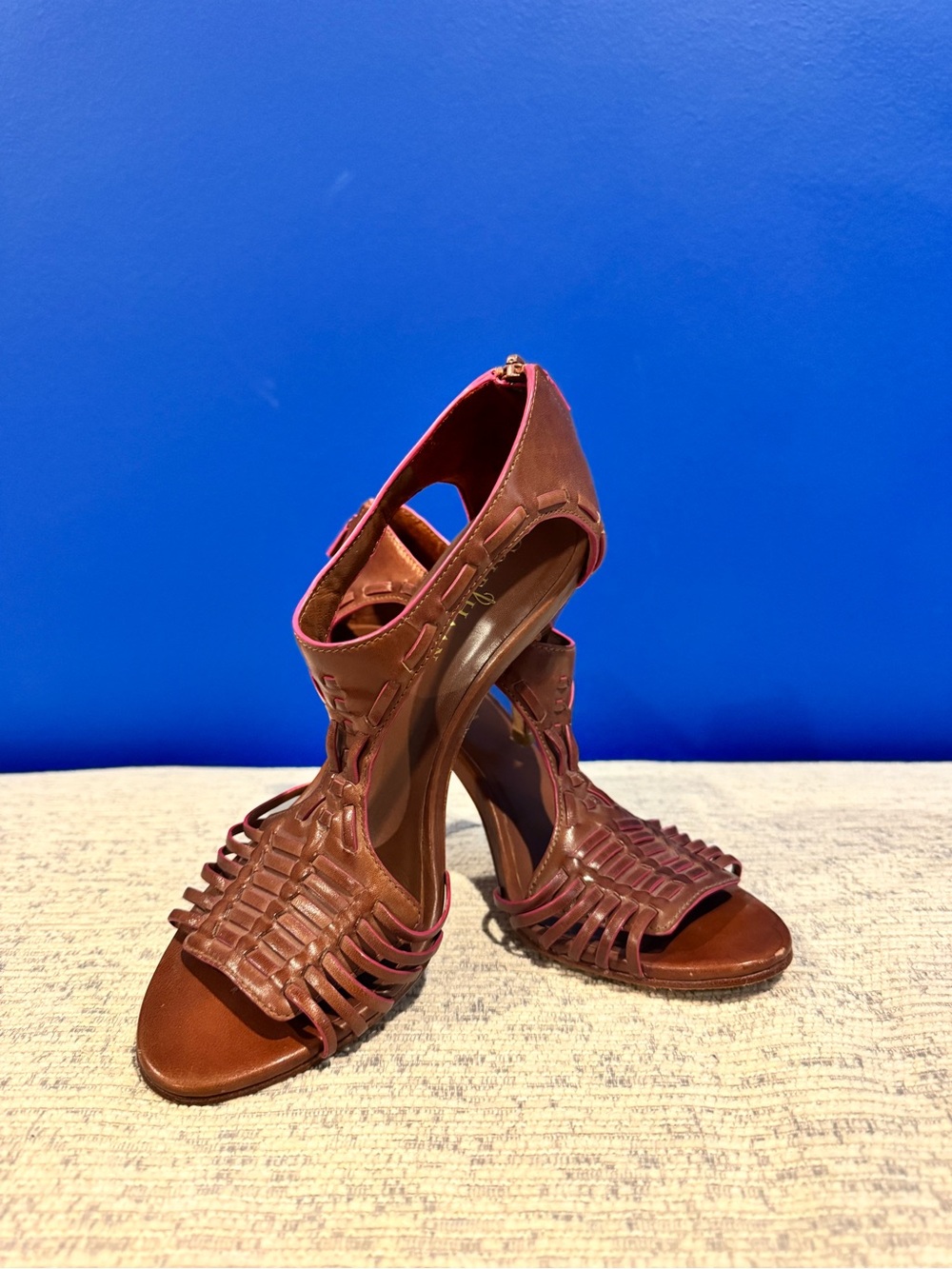Cole Haan Brown Woven Strappy High Heels